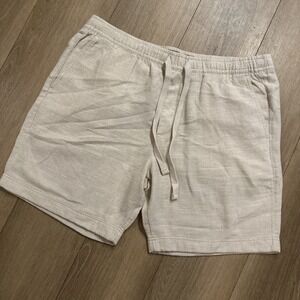 Abercrombie & Fitch Men's Textured Linen Blend Pull On Chino Shorts XL Beige